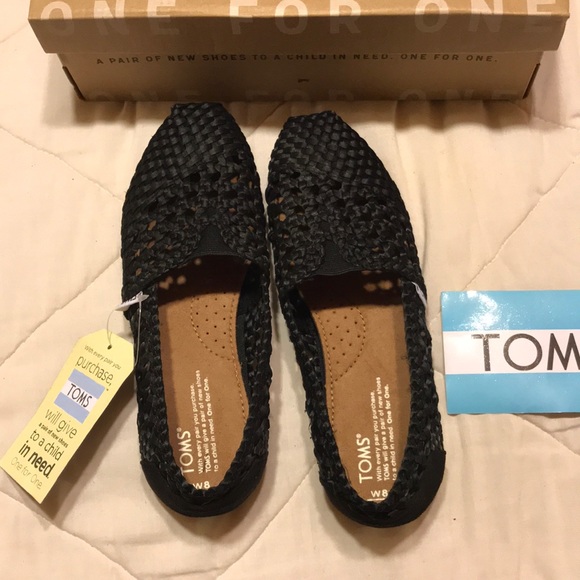 Toms Shoes - New women’s black satin woven Toms